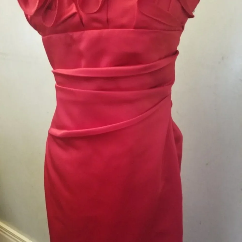 NWT Phoebe Couture Red ruffled tube top dress women's size 4 (269) - Picture 8 of 8